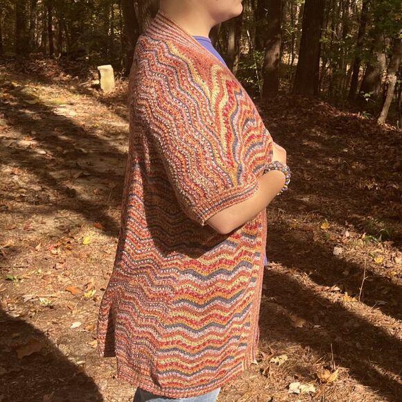 Catherines Womens Rust Orange Sweater Cardigan Open Front Open Weave Boho Sz 0X - Picture 4 of 9